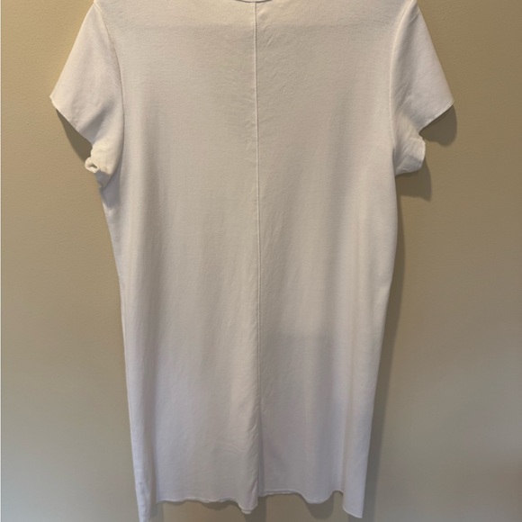 LILLA P V-NECK POCKET T-SHIRT DRESS WHITE 100% COTTON MINIMALIST CASUAL SIZE M - Picture 3 of 7